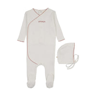 AMOUR EMBROIDERED FOOTIE + BONNET