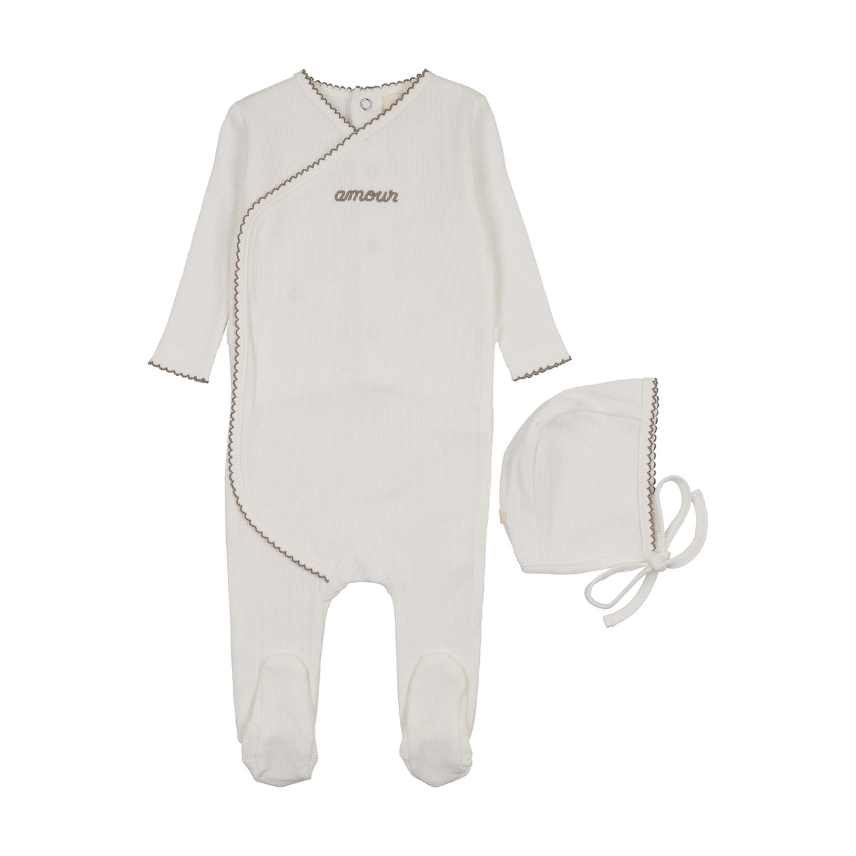 AMOUR EMBROIDERED FOOTIE + BONNET-2