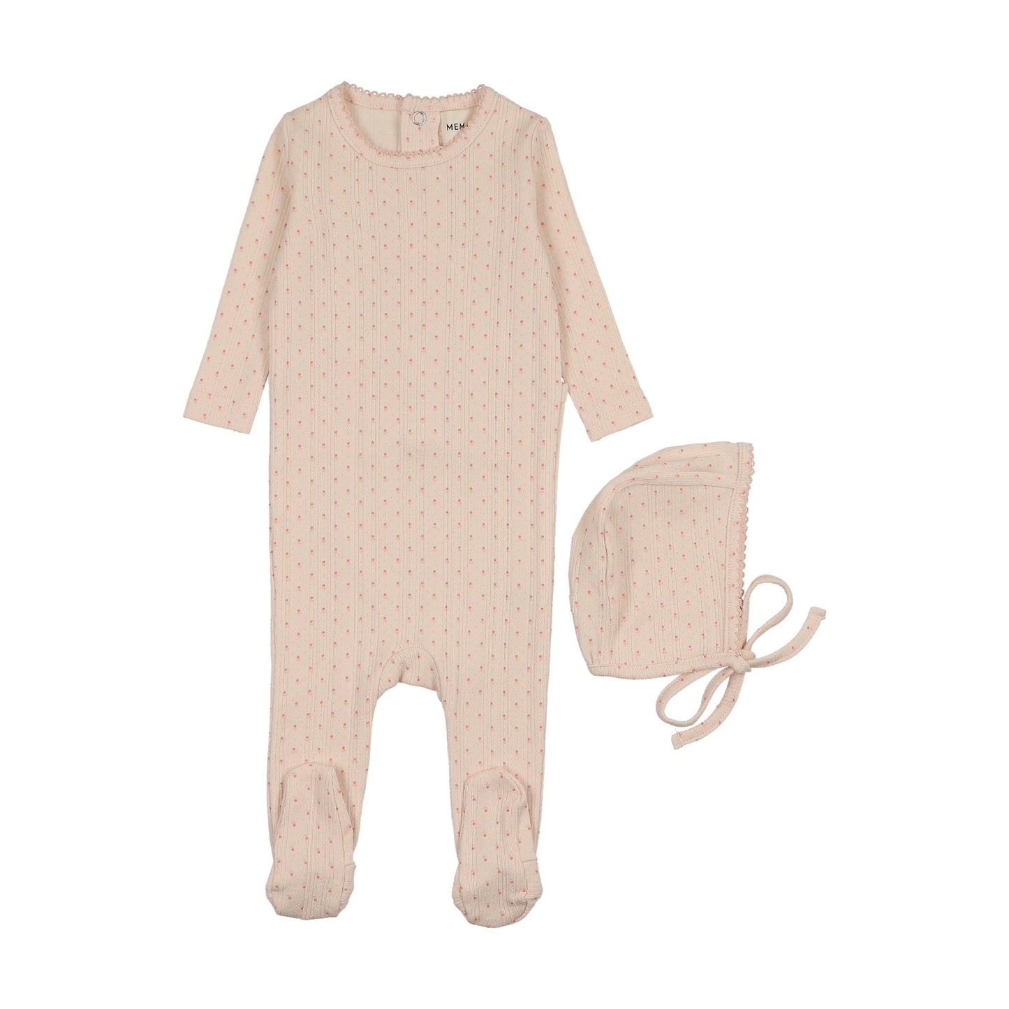 POINTELLE TULIP PRINT FOOTIE + BONNET