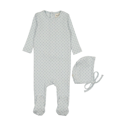 POINTELLE TULIP PRINT FOOTIE + BONNET