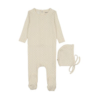 POINTELLE TULIP PRINT FOOTIE + BONNET