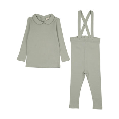 RIB COLLARED 2-PIECE SET