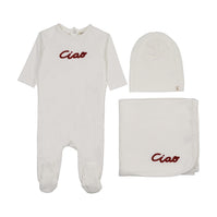 FRENCH TERRY EMBROIDERED WORDART THREE PIECE SET - (MAW26-07-3PC)