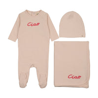 FRENCH TERRY EMBROIDERED WORDART THREE PIECE SET - (MAW26-07-3PC)