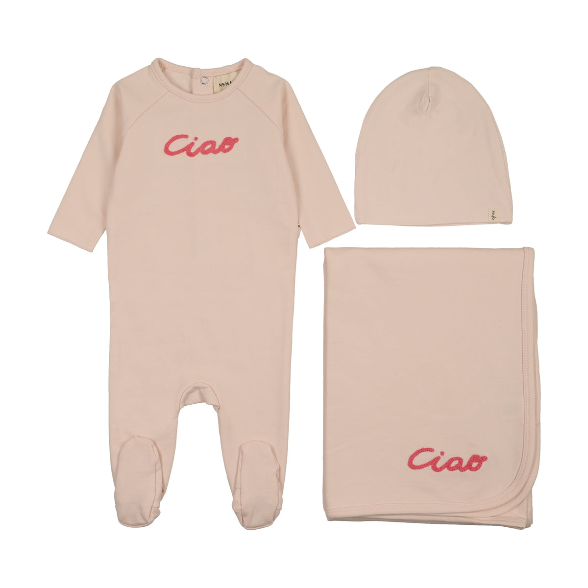 FRENCH TERRY EMBROIDERED WORDART THREE PIECE SET - (MAW26-07-3PC)-2