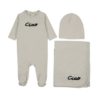 FRENCH TERRY EMBROIDERED WORDART THREE PIECE SET - (MAW26-07-3PC)