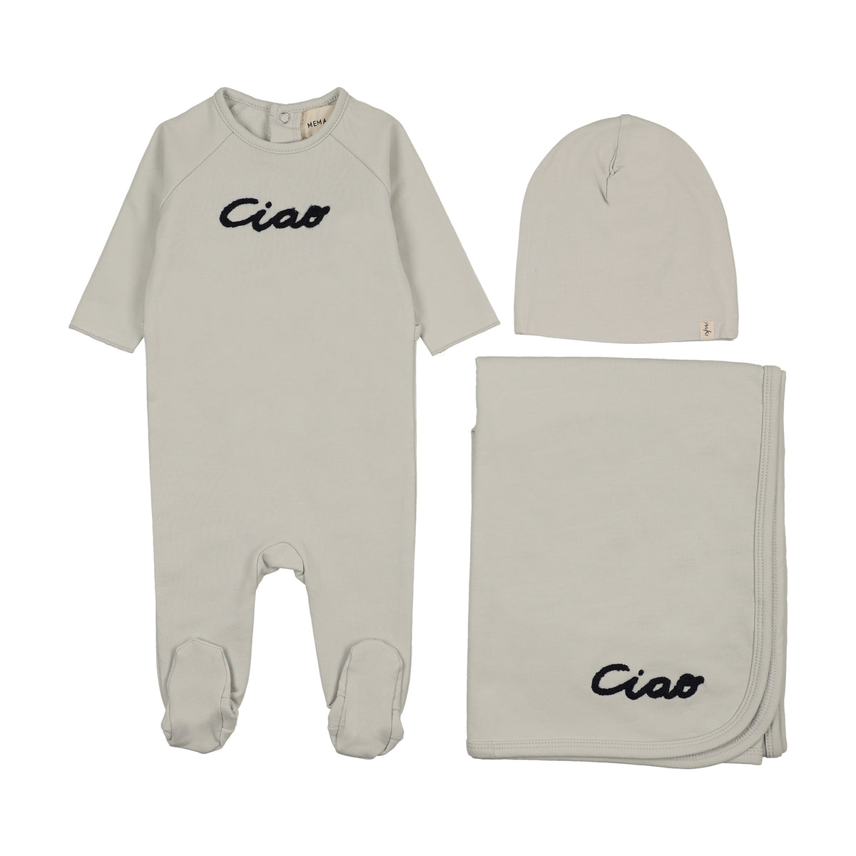 FRENCH TERRY EMBROIDERED WORDART THREE PIECE SET - (MAW26-07-3PC)-3