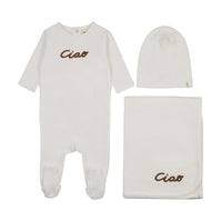 FRENCH TERRY EMBROIDERED WORDART THREE PIECE SET - (MAW26-07-3PC)