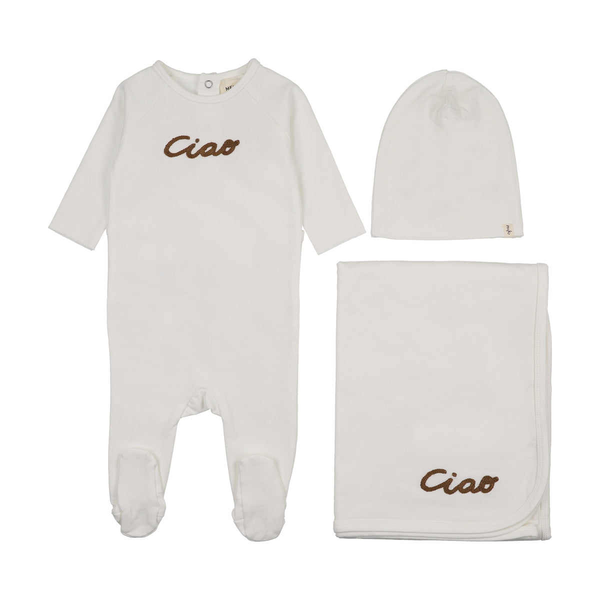 FRENCH TERRY EMBROIDERED WORDART THREE PIECE SET - (MAW26-07-3PC)-4