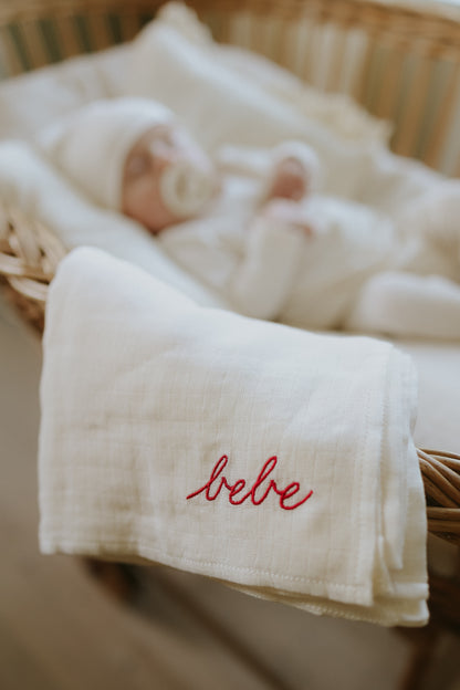 French Terry Embroidered Bebe footie + beanie