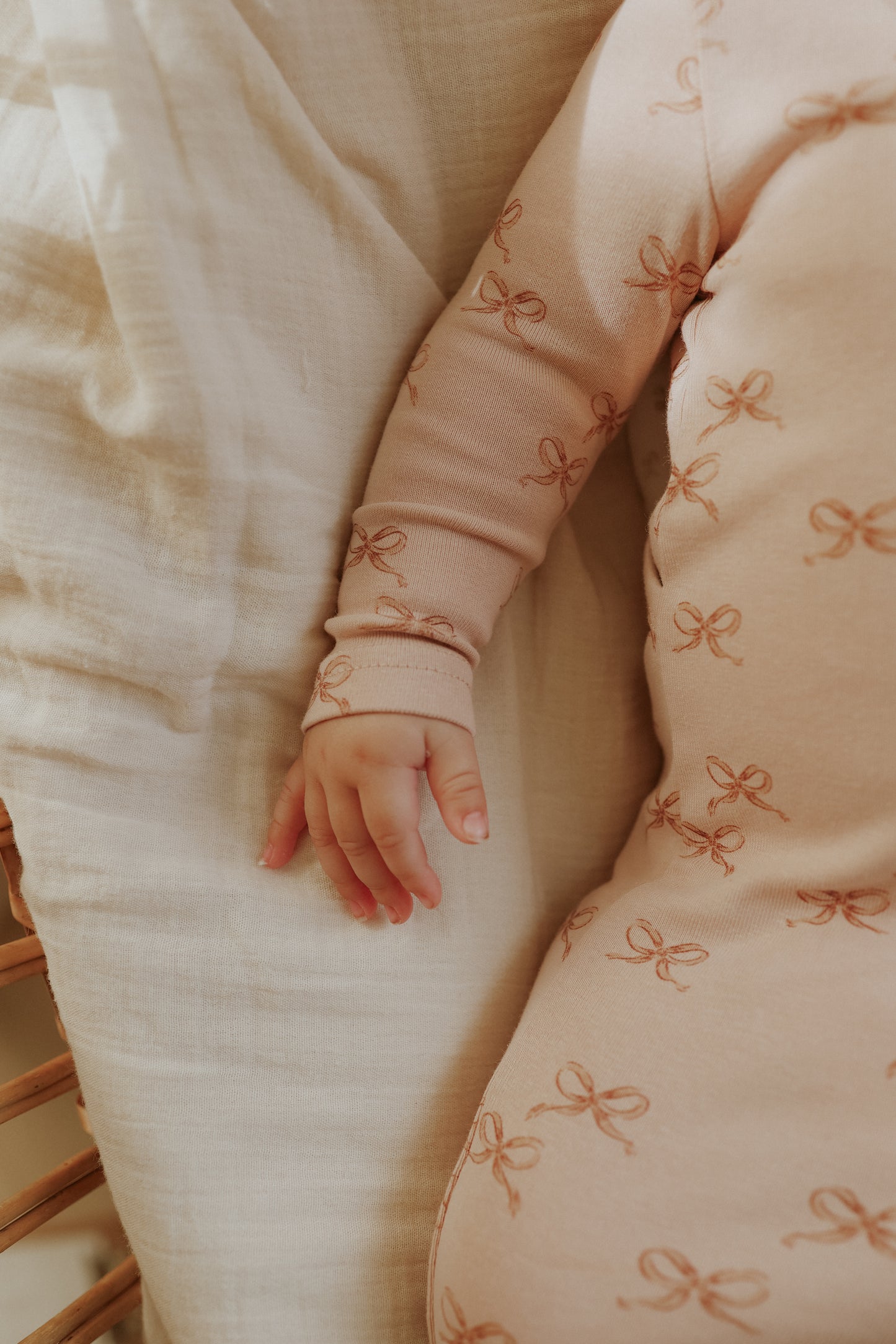 Bow print footie + beanie