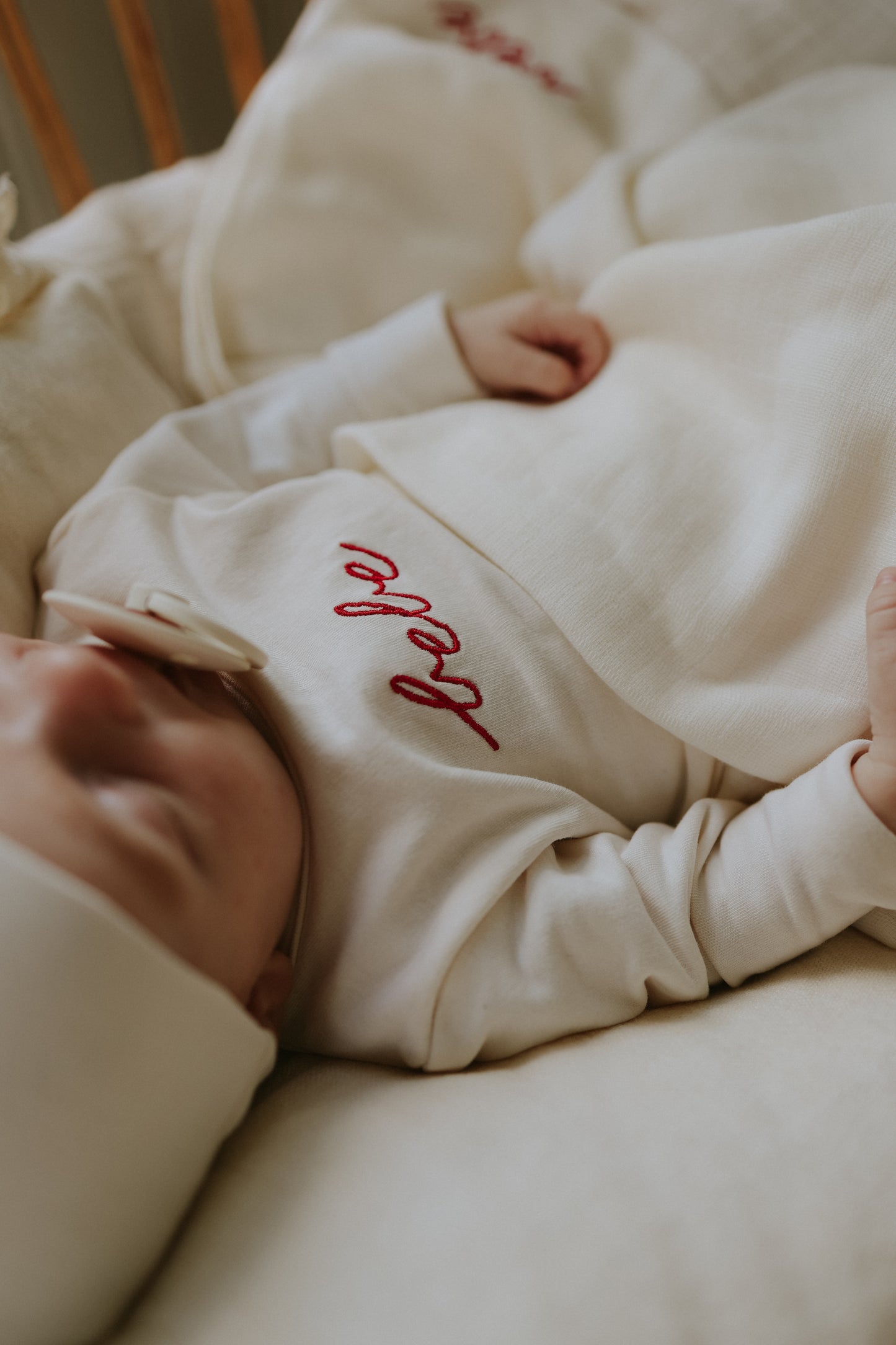 French Terry Embroidered Bebe footie + beanie