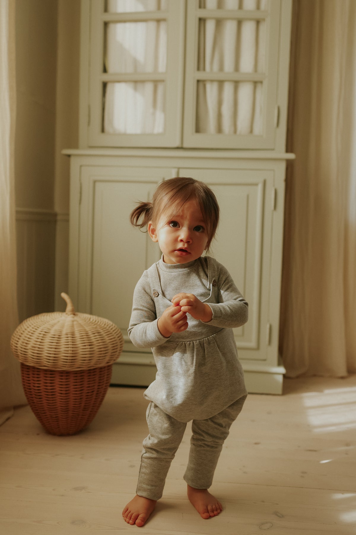 French terry overall + mockneck onesie set (M435)-3