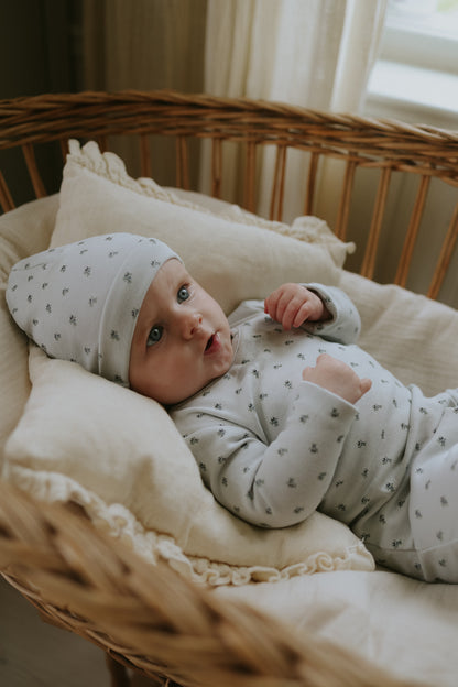 Berry print footie + beanie