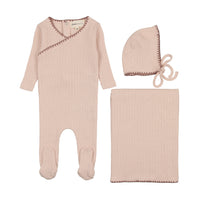 Embroidered edge three piece set