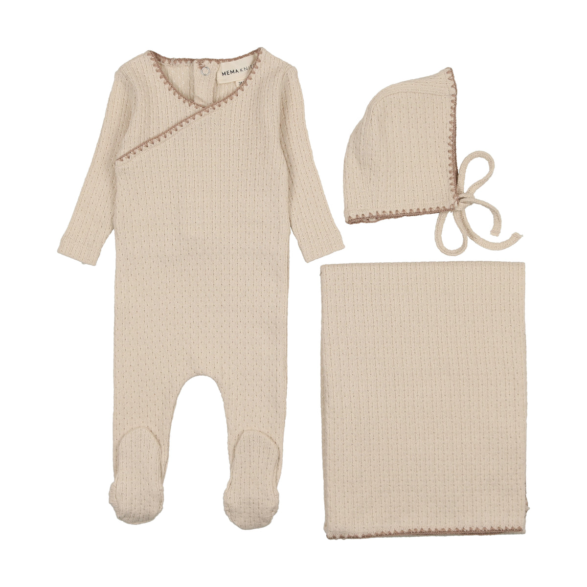 Embroidered edge three piece set-1