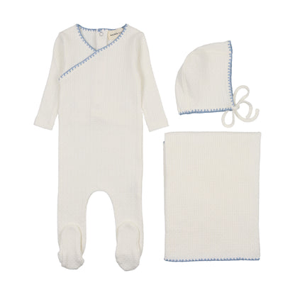 Embroidered edge three piece set