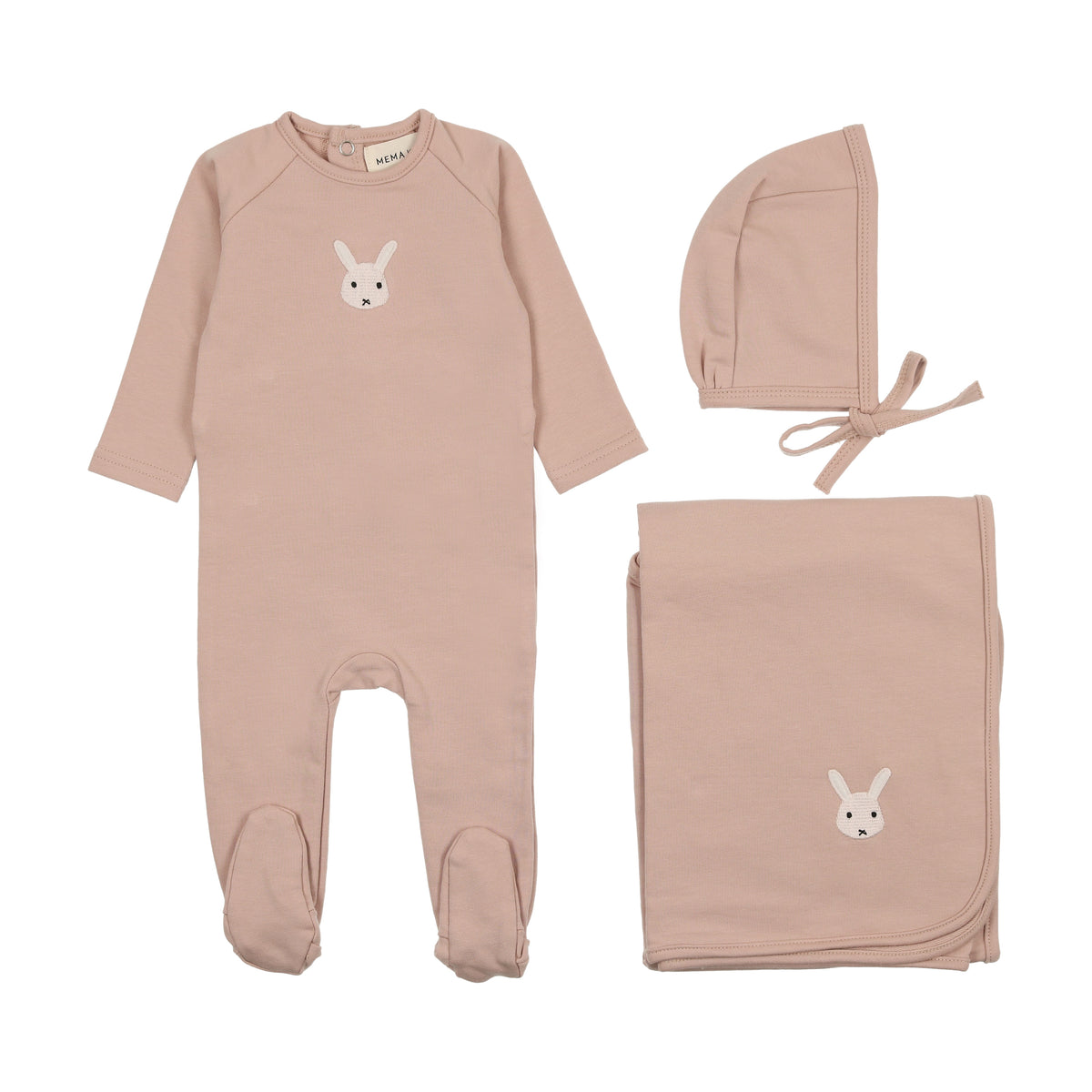 French Terry  Embroidered Animal Three Piece Set-1