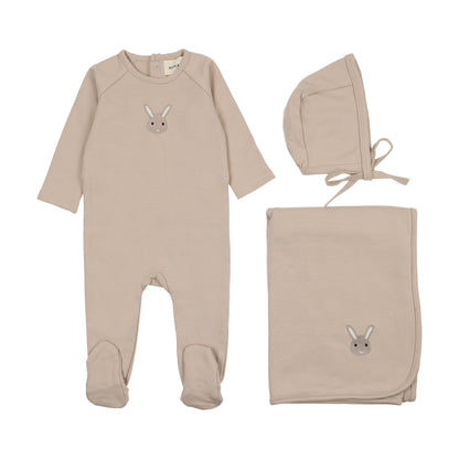 French Terry  Embroidered Animal Three Piece Set